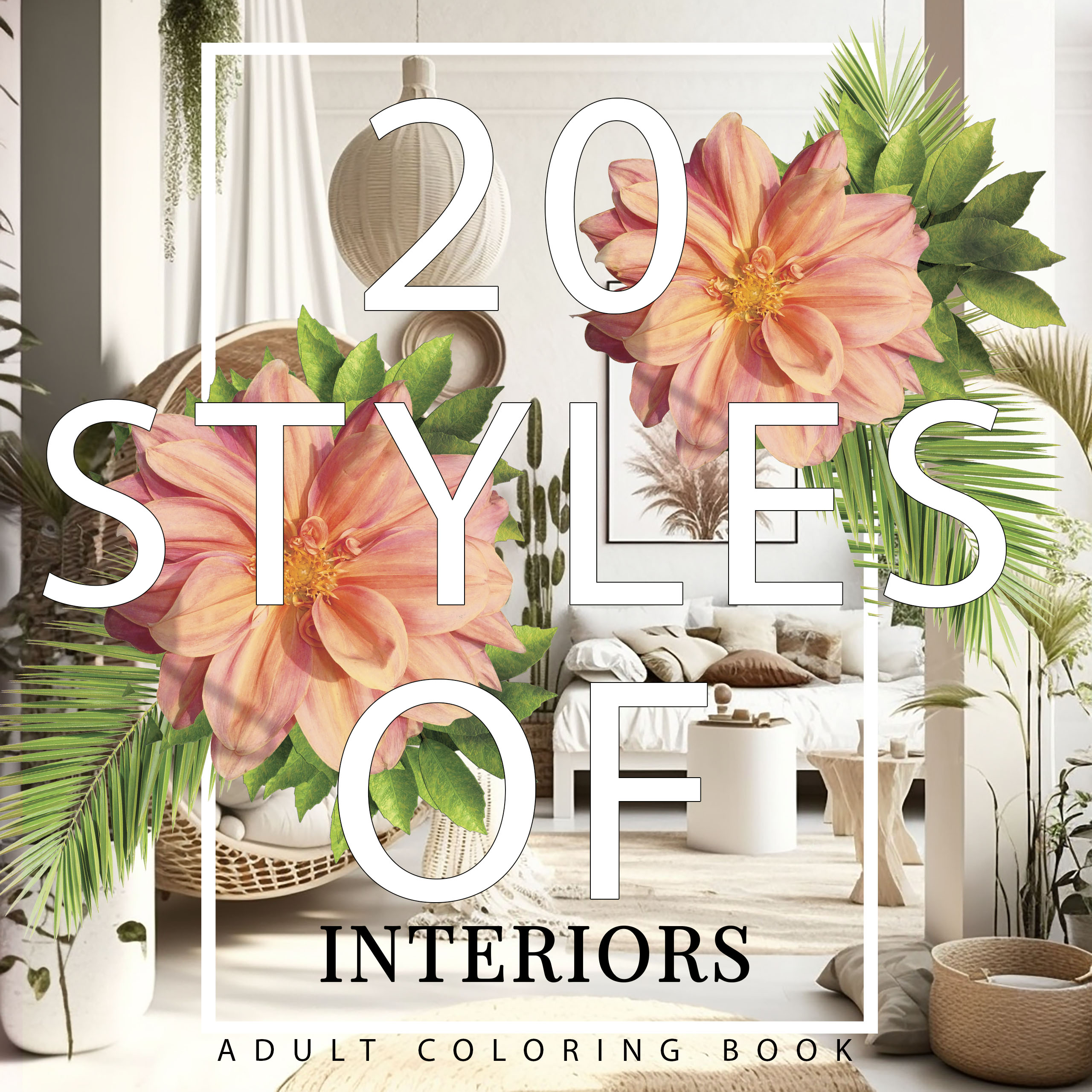   Interiors adult coloring book: 20 different interior design styles