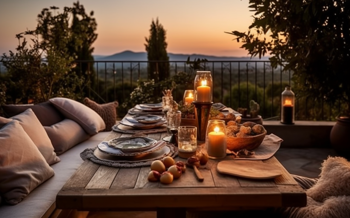 Alfresco Dining: Design a space where you can savor delectable meals under the open sky. Imagine a charming dining area adorned with a rustic table, comfortable chairs, and soft candlelight. Choose weather-resistant materials for your furniture to ensure durability against the elements.