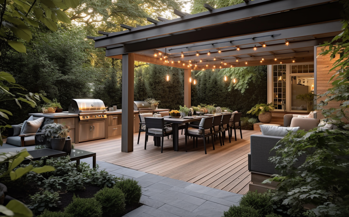 Outdoor Entertaining: Design your terrace with entertaining in mind. Incorporate a bar cart, a BBQ grill, or a cozy fire pit area to create a social hub where you can gather with loved ones, share laughter, and create unforgettable memories.